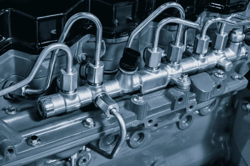 Injection Pump Replacement in Wasilla, AK - 1023 Diesel & Fleet, Black diesel engine. Fragment of a diesel motor close-up.